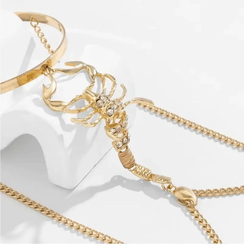 Scorpion Gold Crystal Upper Arm Cuff Bracelet Armlet Gothic Festival NWT